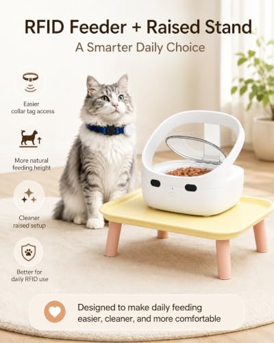 Vancpet RFID Cat Feeder with Raised Stand for Food Stealing Control