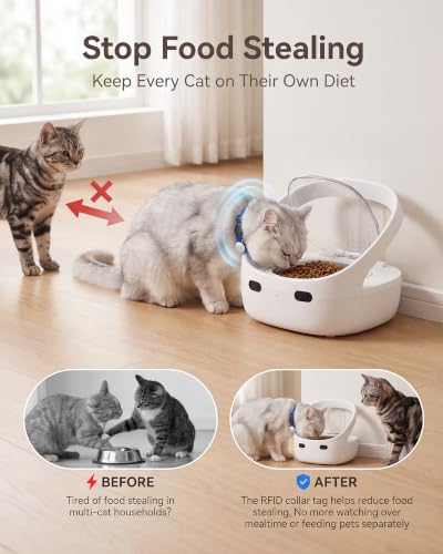 Vancpet RFID Cat Feeder with Raised Stand for Food Stealing Control