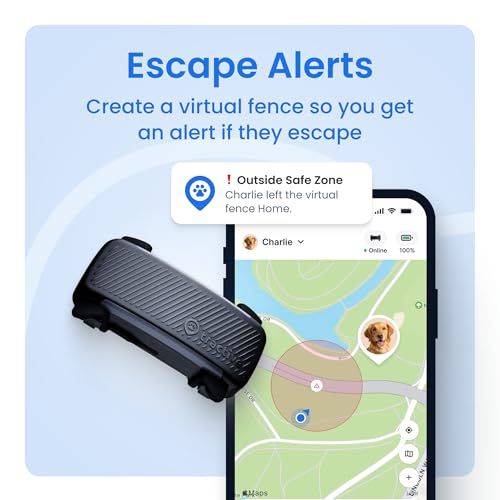 Smart Dog GPS Tracker with Virtual Fence & Vital Monitoring