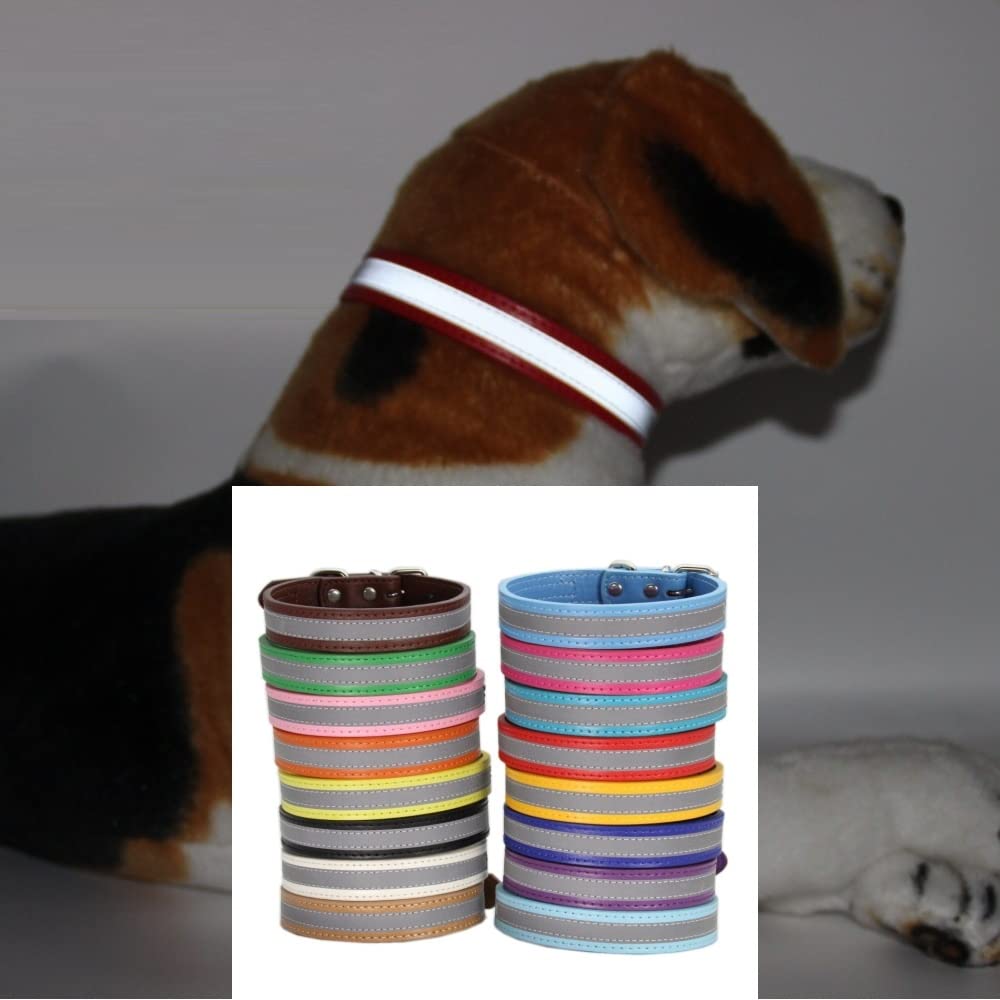 2-Pack Reflective Luminous Leather Pet Collars