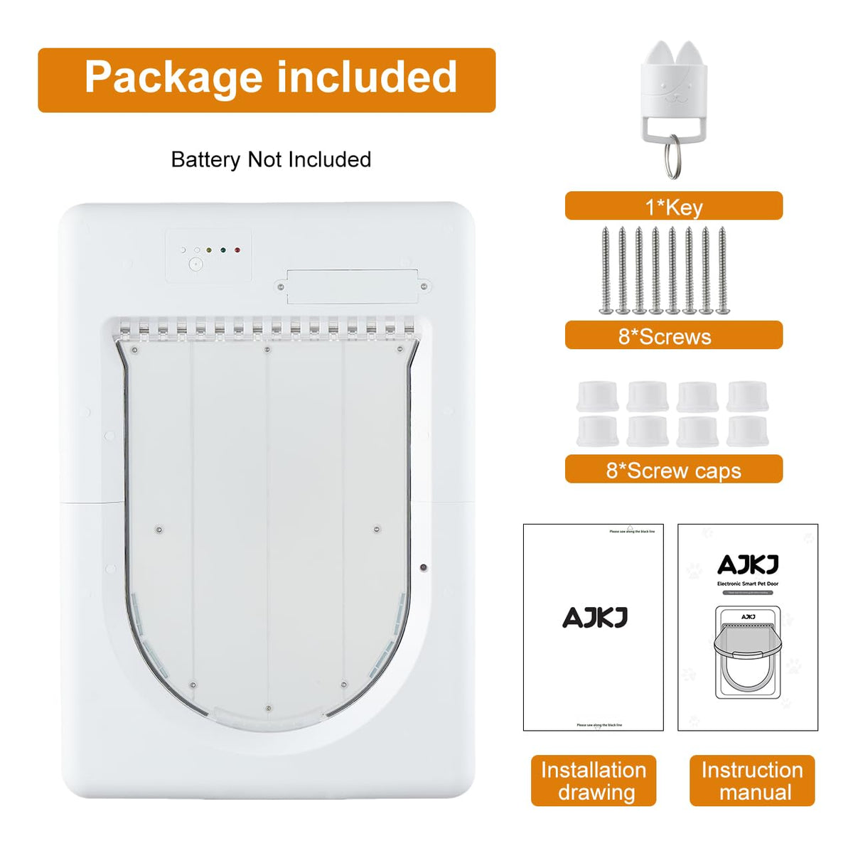 Smart Electronic Pet Door with Sensor Key & 3 Modes