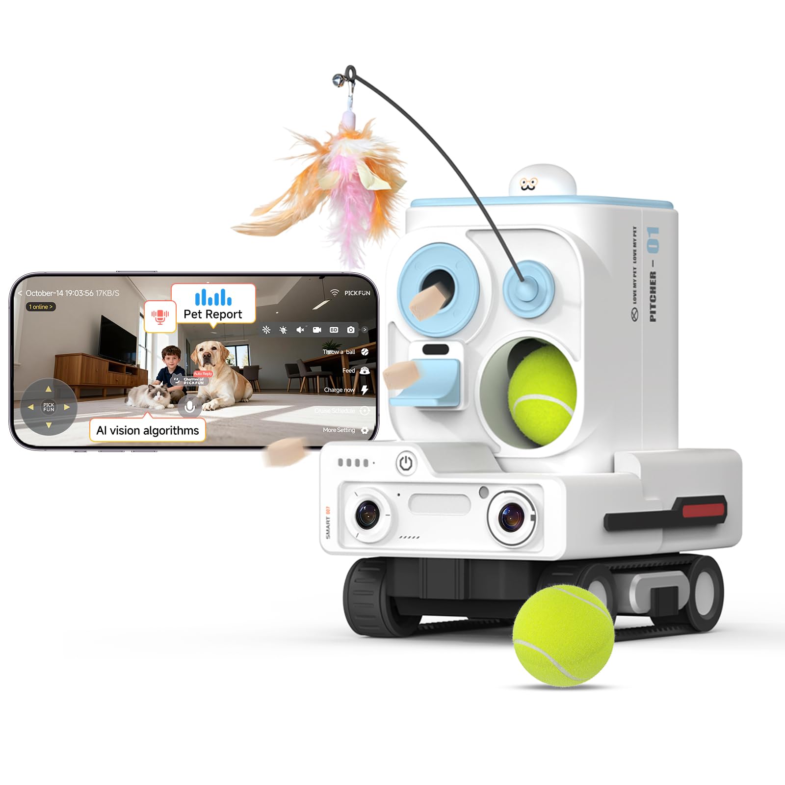 AI Pet Robot Companion with Camera & Treat Dispenser