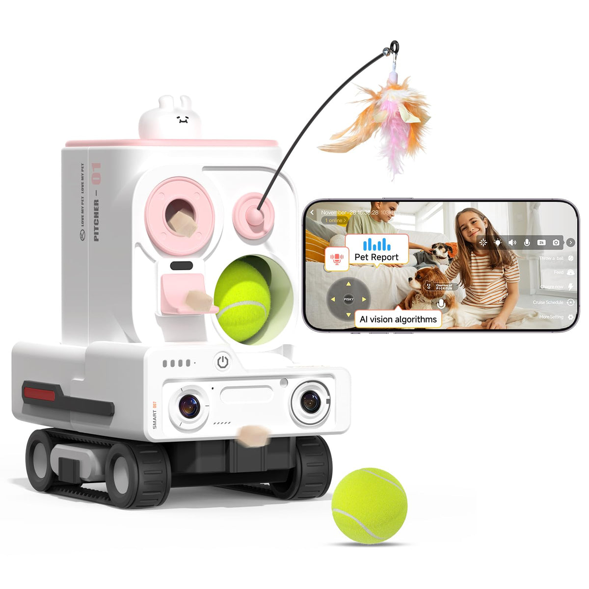 AI Pet Rover Camera with Auto Tracking & 2K Live View