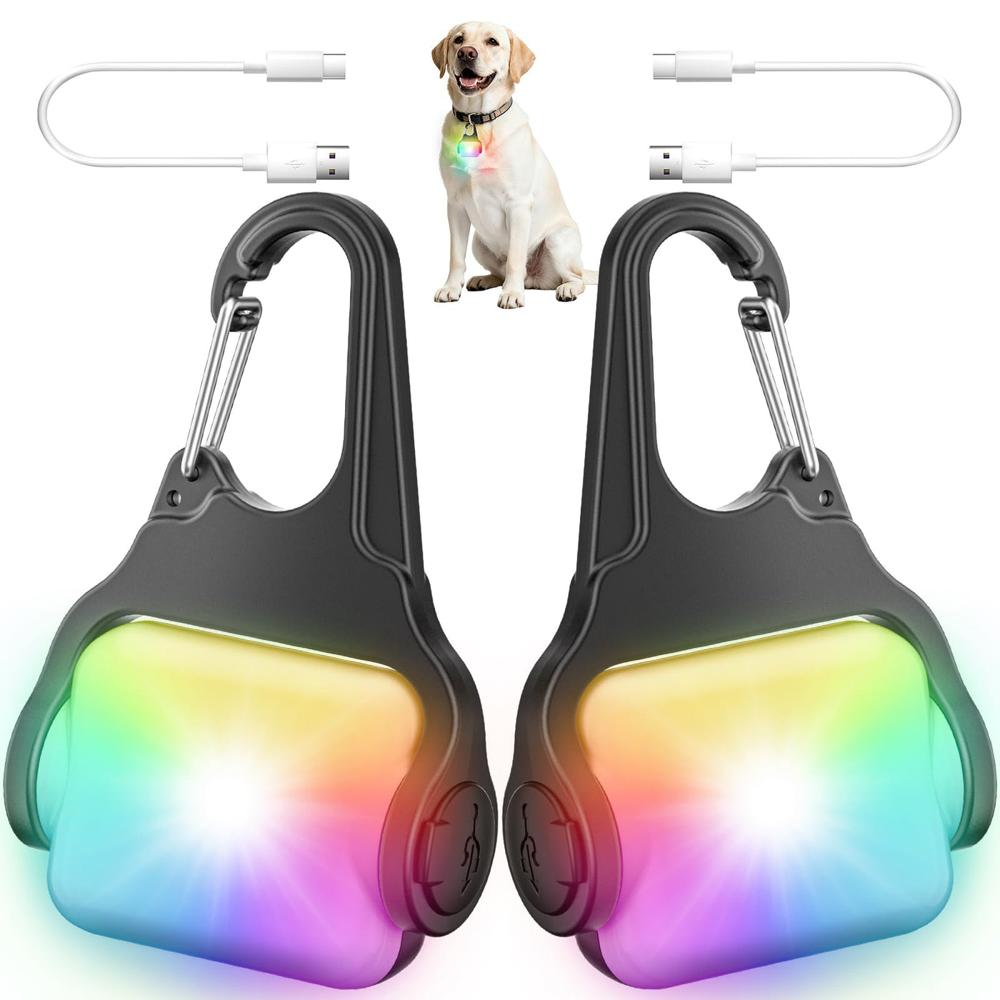 2-Pack Rechargeable Color-Changing Dog Collar Lights