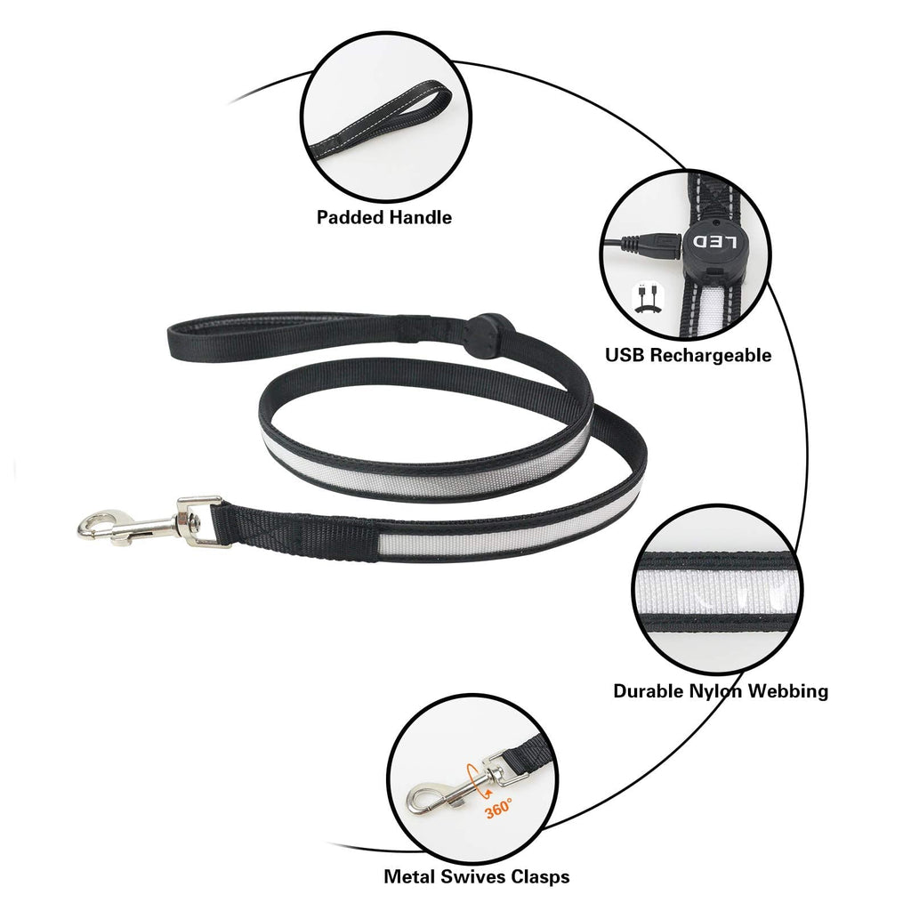 6FT LED Dog Leash & XL Rechargeable Collar Set