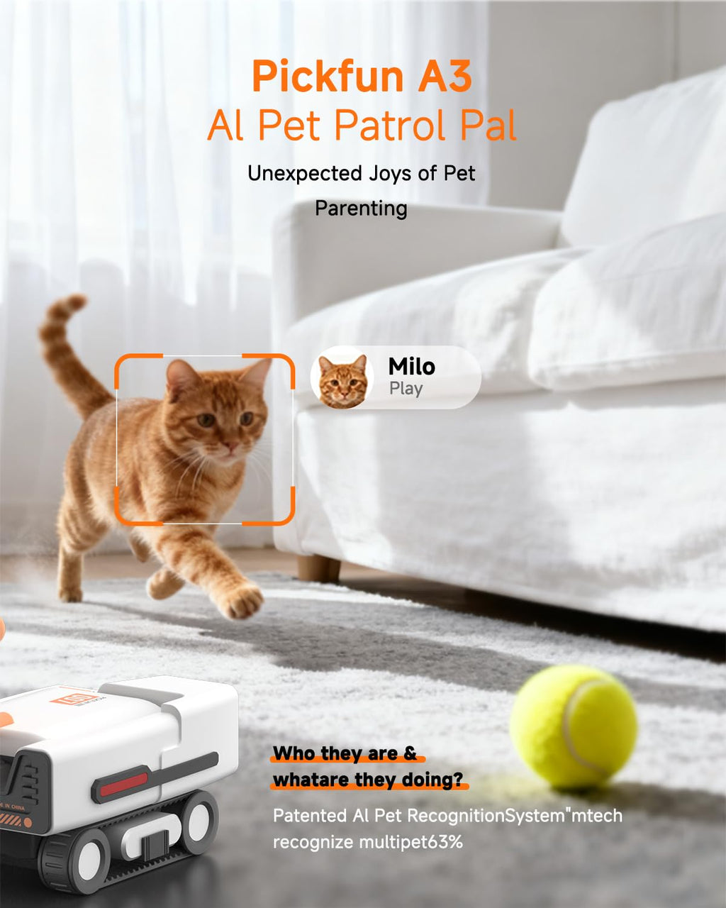 AI Pet Rover Camera with Auto Tracking & 2K Live View