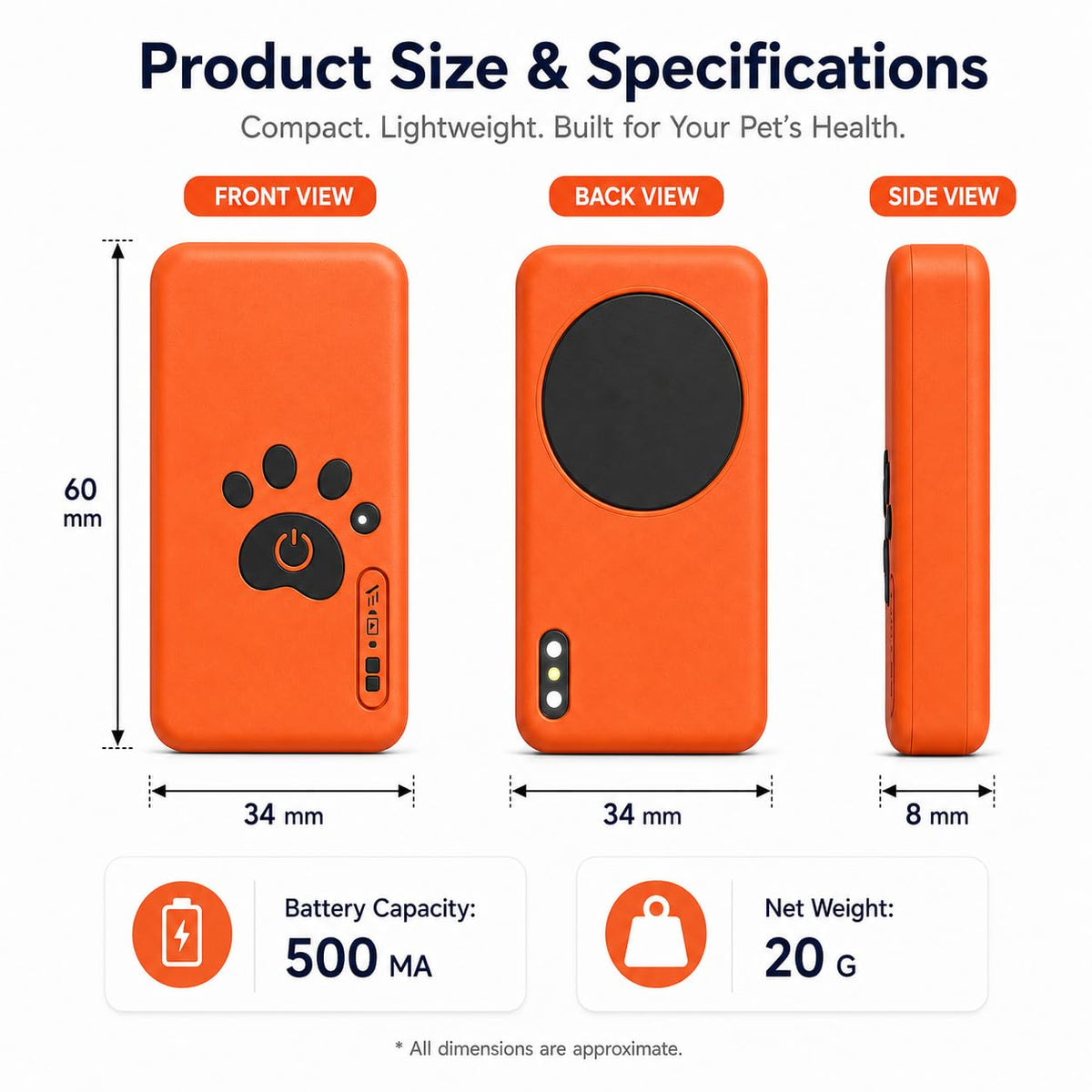 Smart Dog Health Monitoring Collar with Activity & Vital Tracking