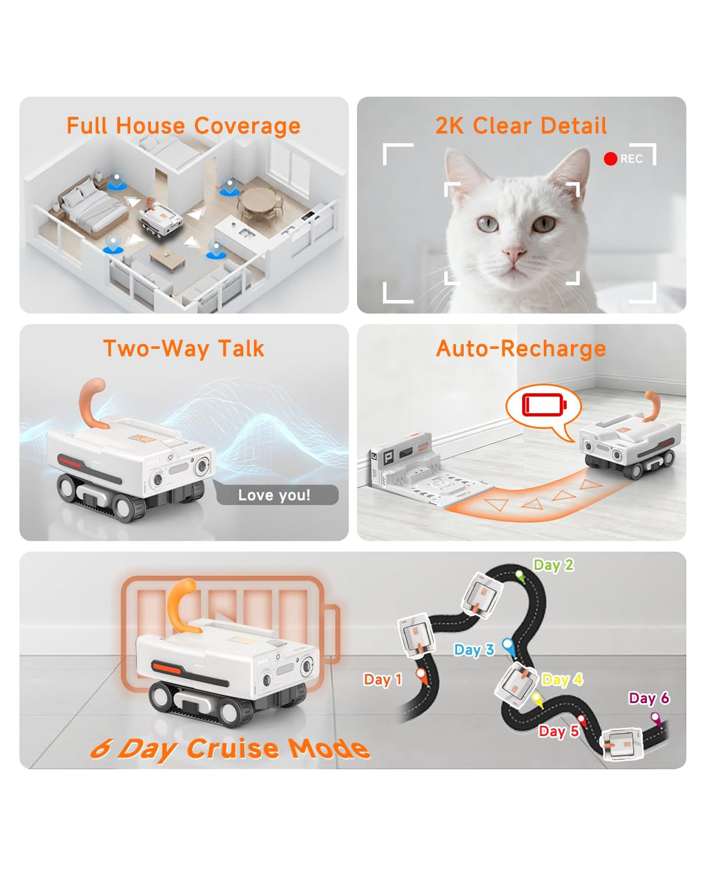 AI Pet Rover Camera with Auto Tracking & 2K Live View