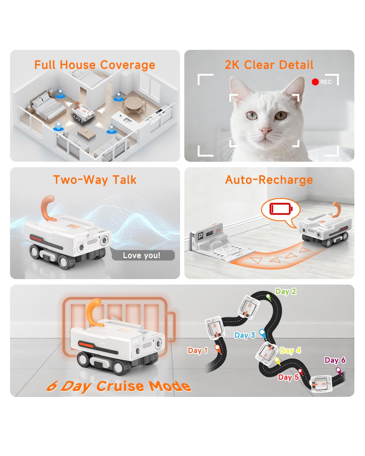 AI Pet Rover Camera with Auto Tracking & 2K Live View
