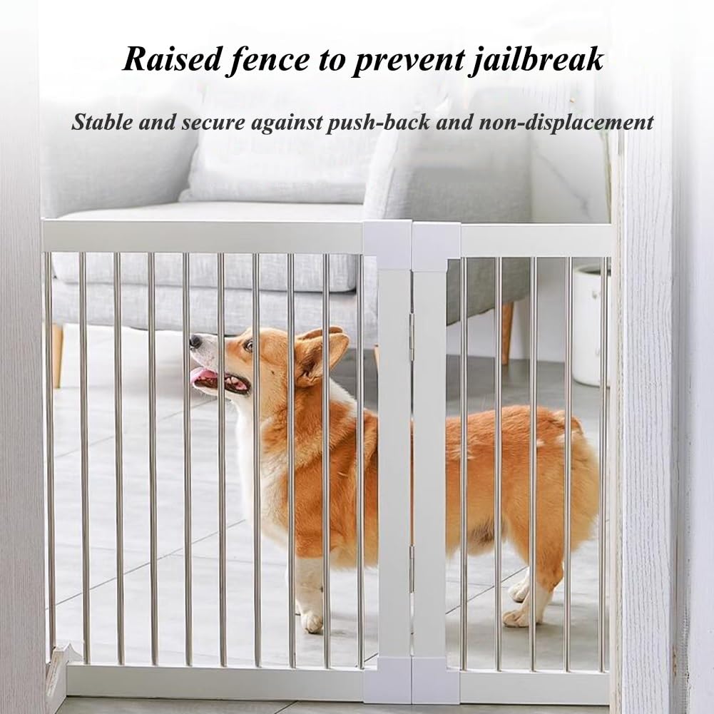 Freestanding Foldable Wooden Pet Gate with Support Feet