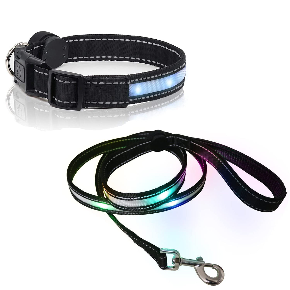 6FT LED Dog Leash & XL Rechargeable Collar Set