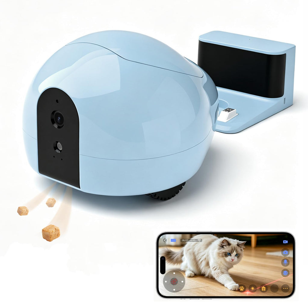 2K Pet Robot Camera with Treat Dispenser & Two-Way Audio