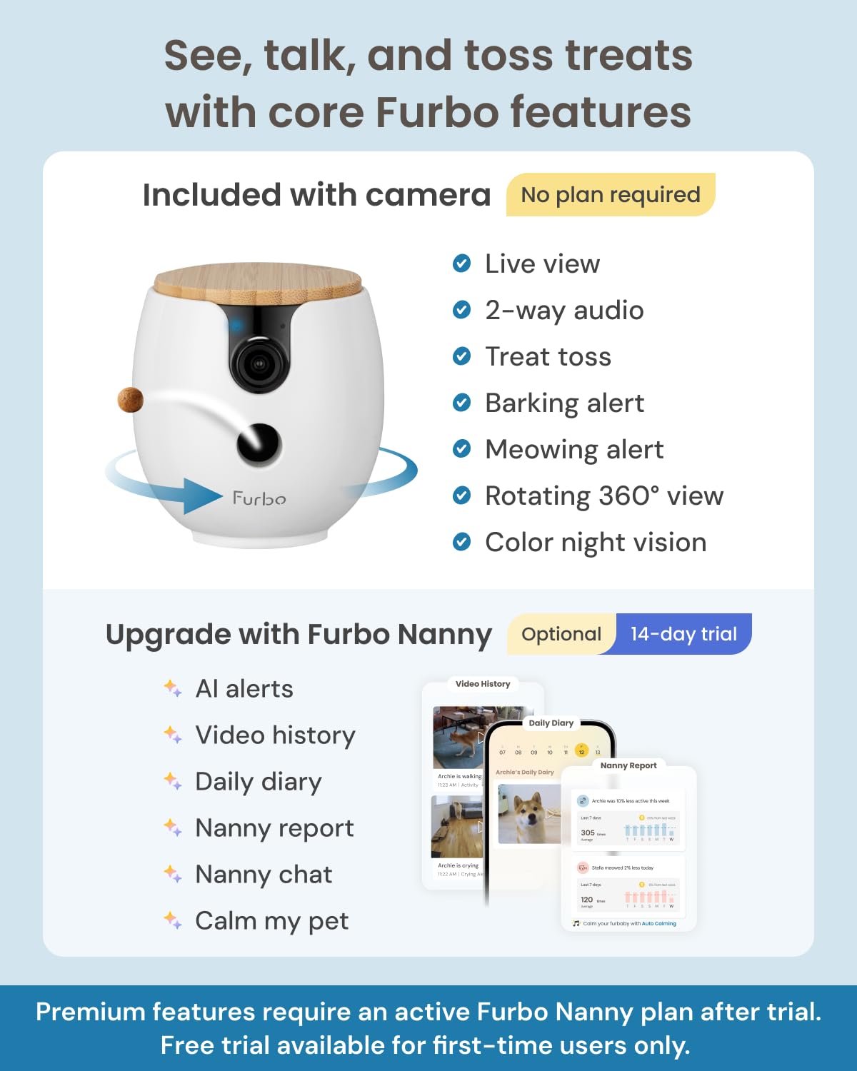 360° 2K Pet Camera with Treat Dispenser & Two-Way Audio