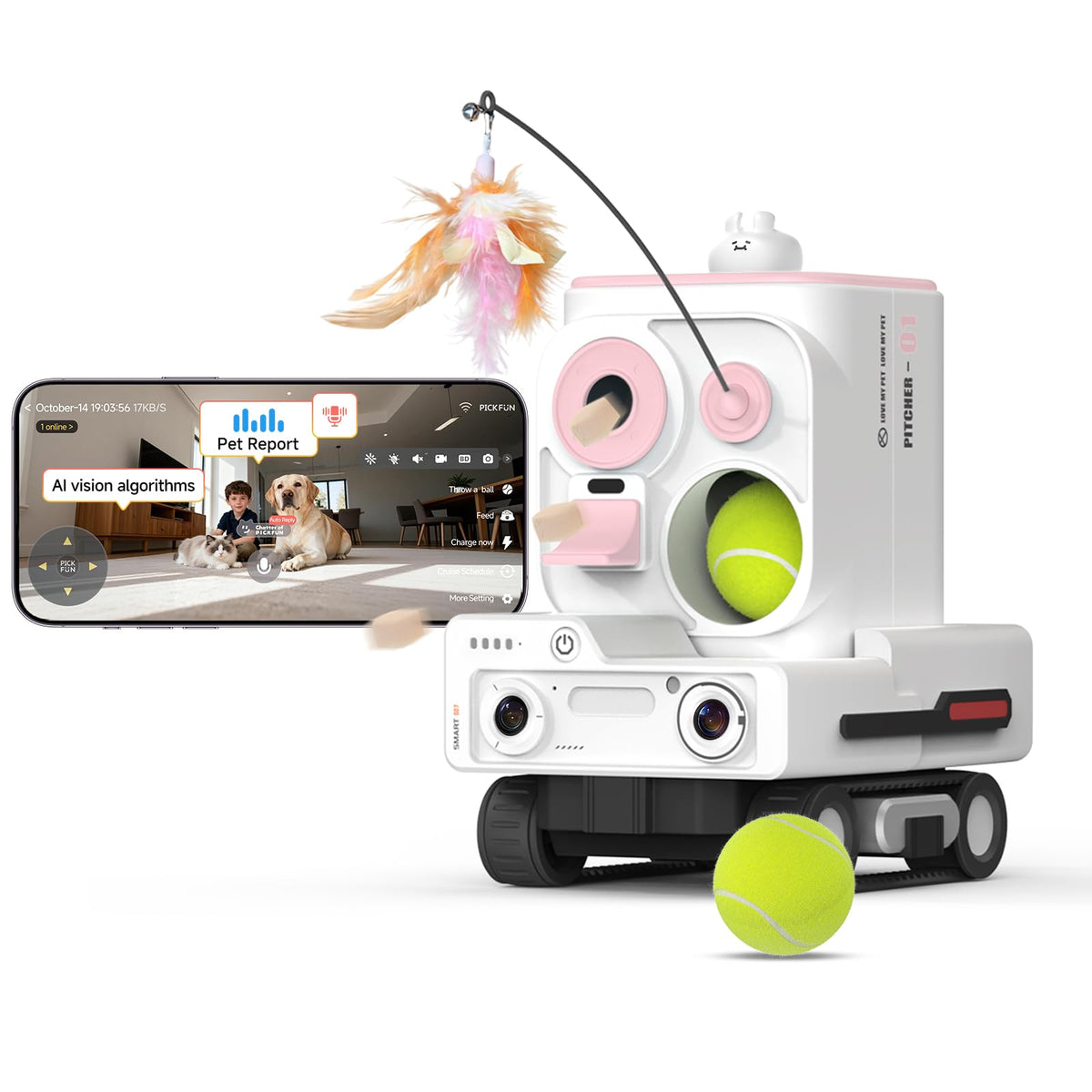 AI Pet Robot Companion with Camera & Treat Dispenser