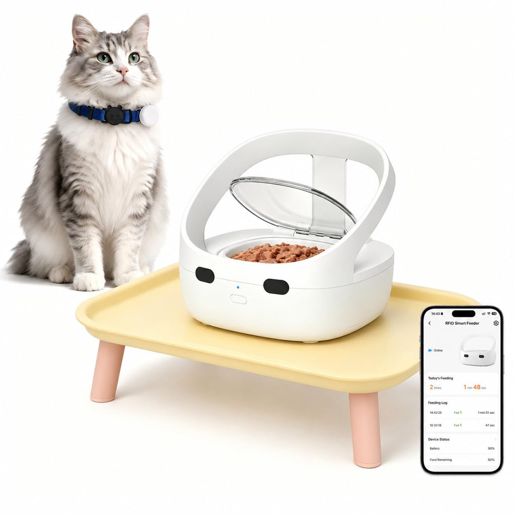 Vancpet RFID Cat Feeder with Raised Stand for Food Stealing Control