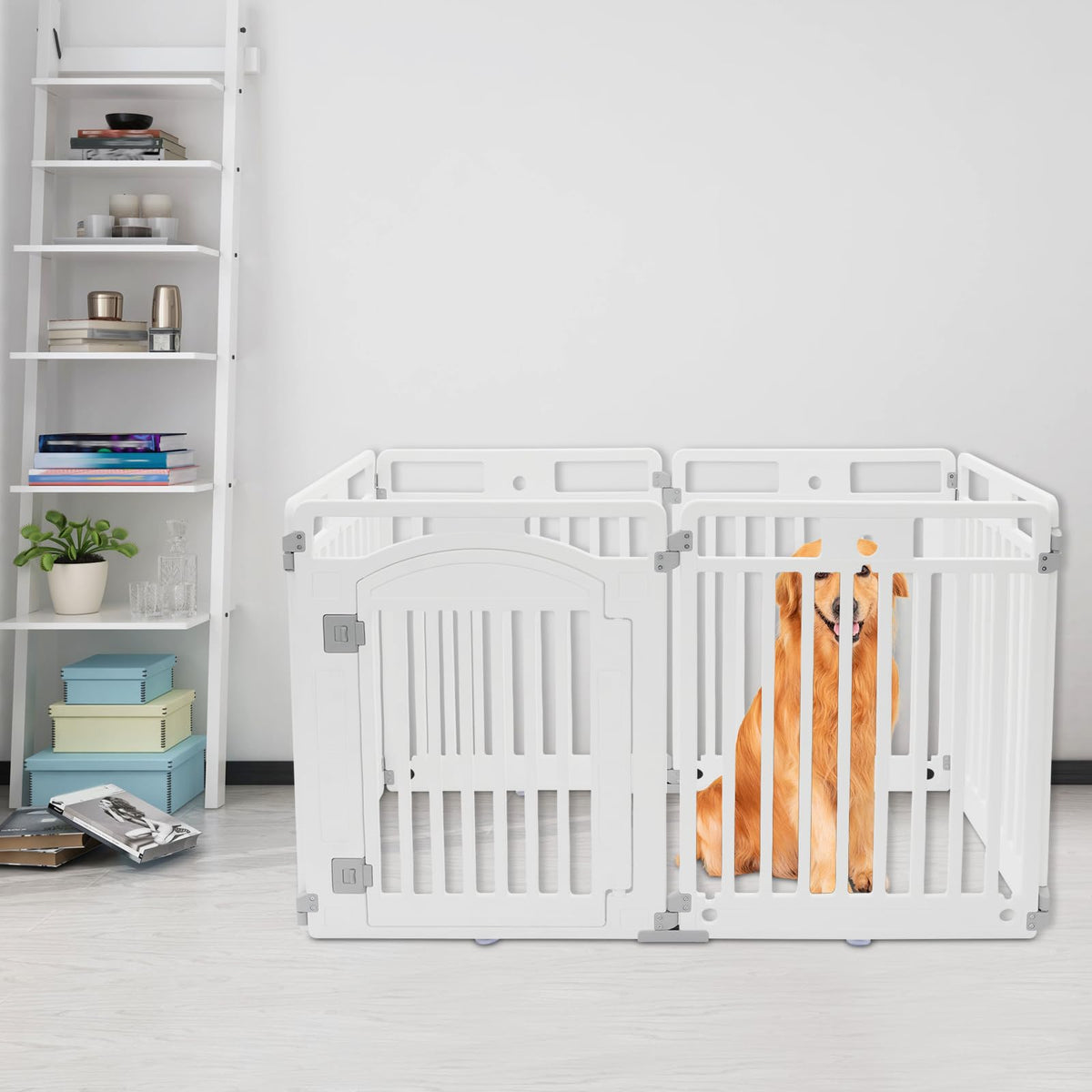 Freestanding Dog Gate with Walk-Through Door