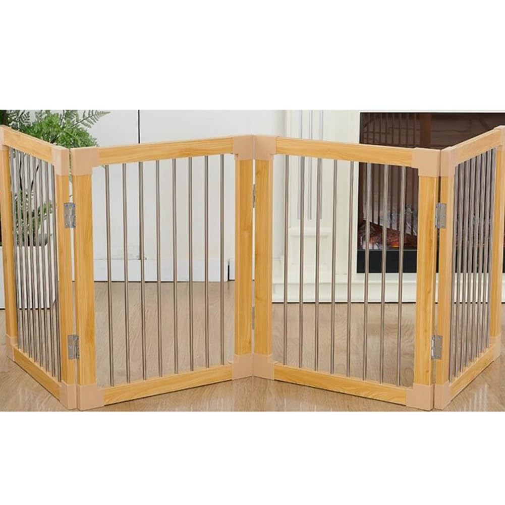 Freestanding Foldable Wooden Pet Gate with Support Feet