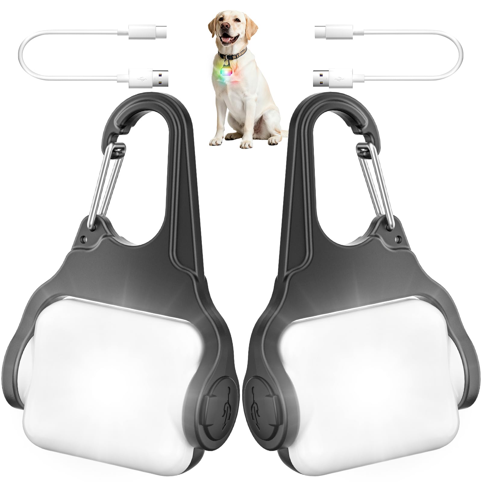 2-Pack Rechargeable Color-Changing Dog Collar Lights