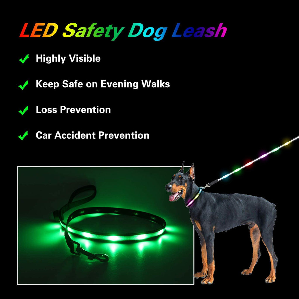 6FT LED Dog Leash & XL Rechargeable Collar Set