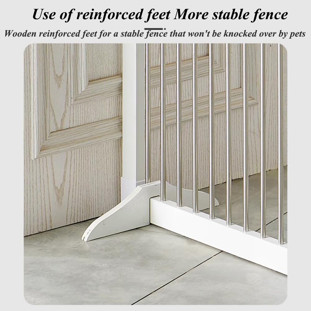 Freestanding Foldable Wooden Pet Gate with Support Feet