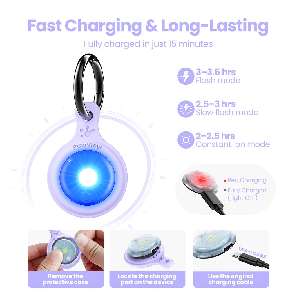 2-Pack USB-C LED Dog Safety Lights with QR Code ID