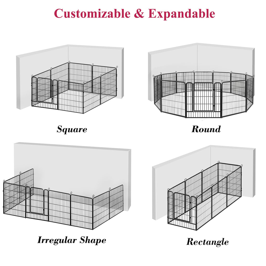 40" Portable Metal Dog Exercise Pen for Outdoor Use