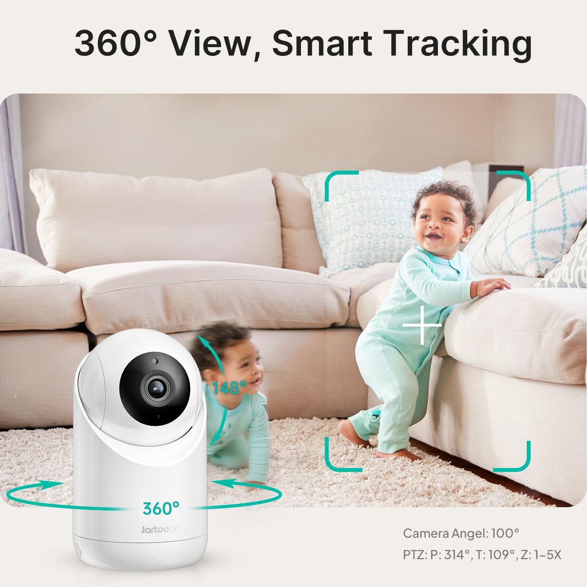 2K Indoor Pet Camera with AI Detection & Two-Way Audio