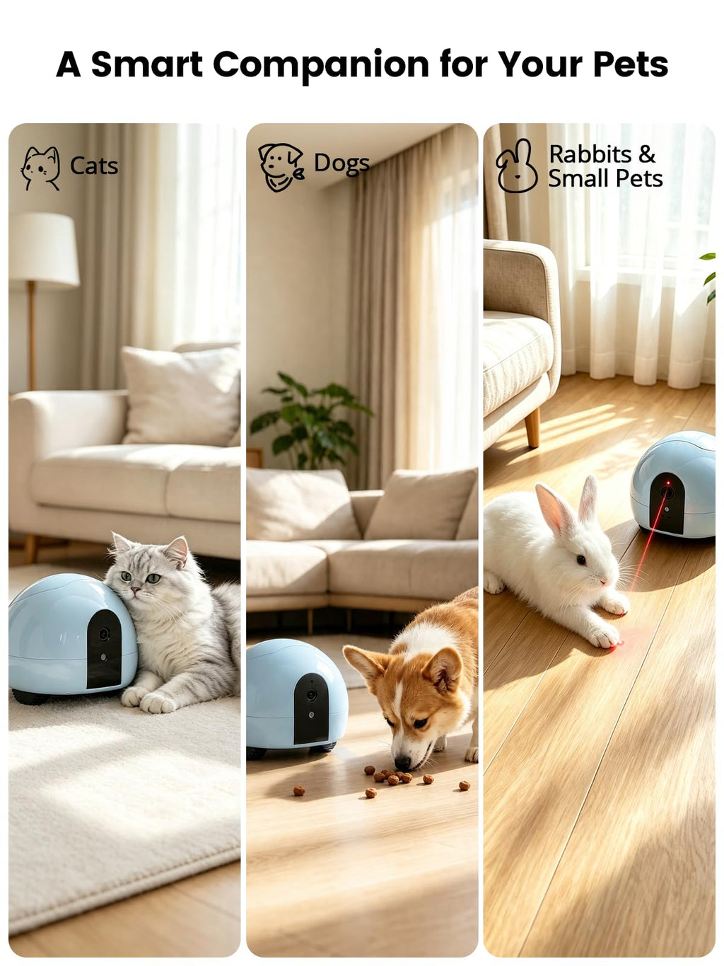 2K Pet Robot Camera with Treat Dispenser & Two-Way Audio
