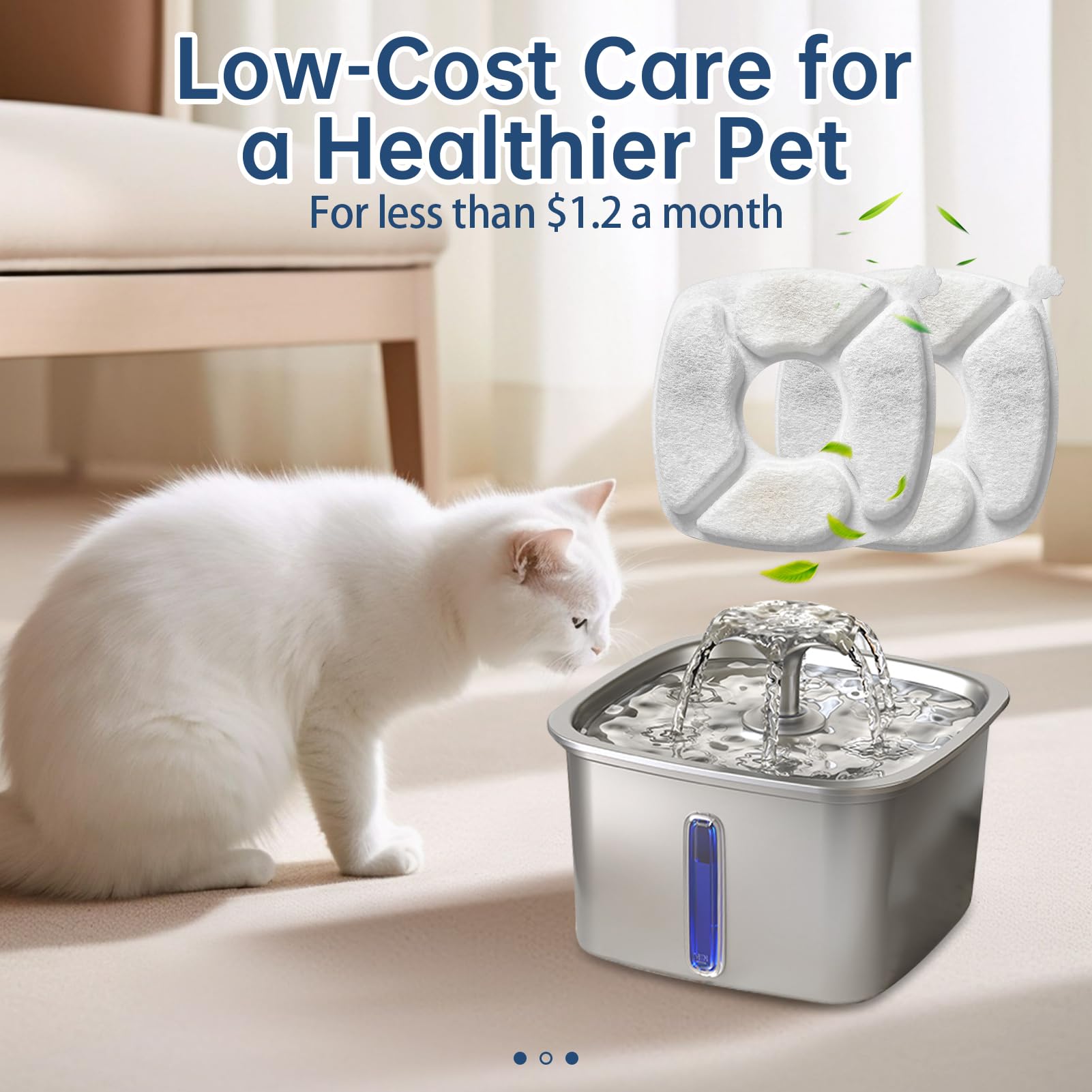 Pet Water Fountain Replacement Filters with Pre-Filter Sponges