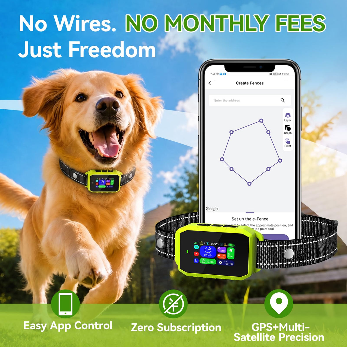 GPS Wireless Dog Fence, 2-1 Smart GPS Wireless Dog Fence