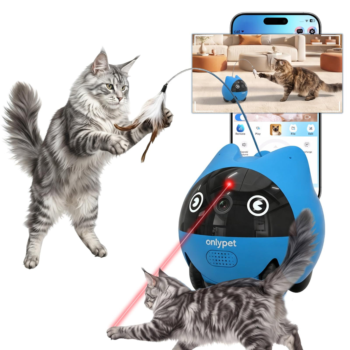 onlypet Pet Camera Robot, 2K Pet Camera Indoor with Phone App for Cat & Dog