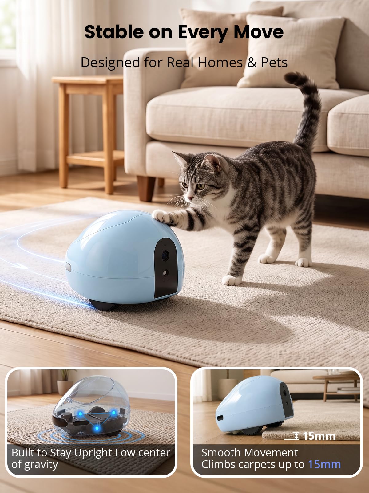 2K Pet Robot Camera with Treat Dispenser & Two-Way Audio
