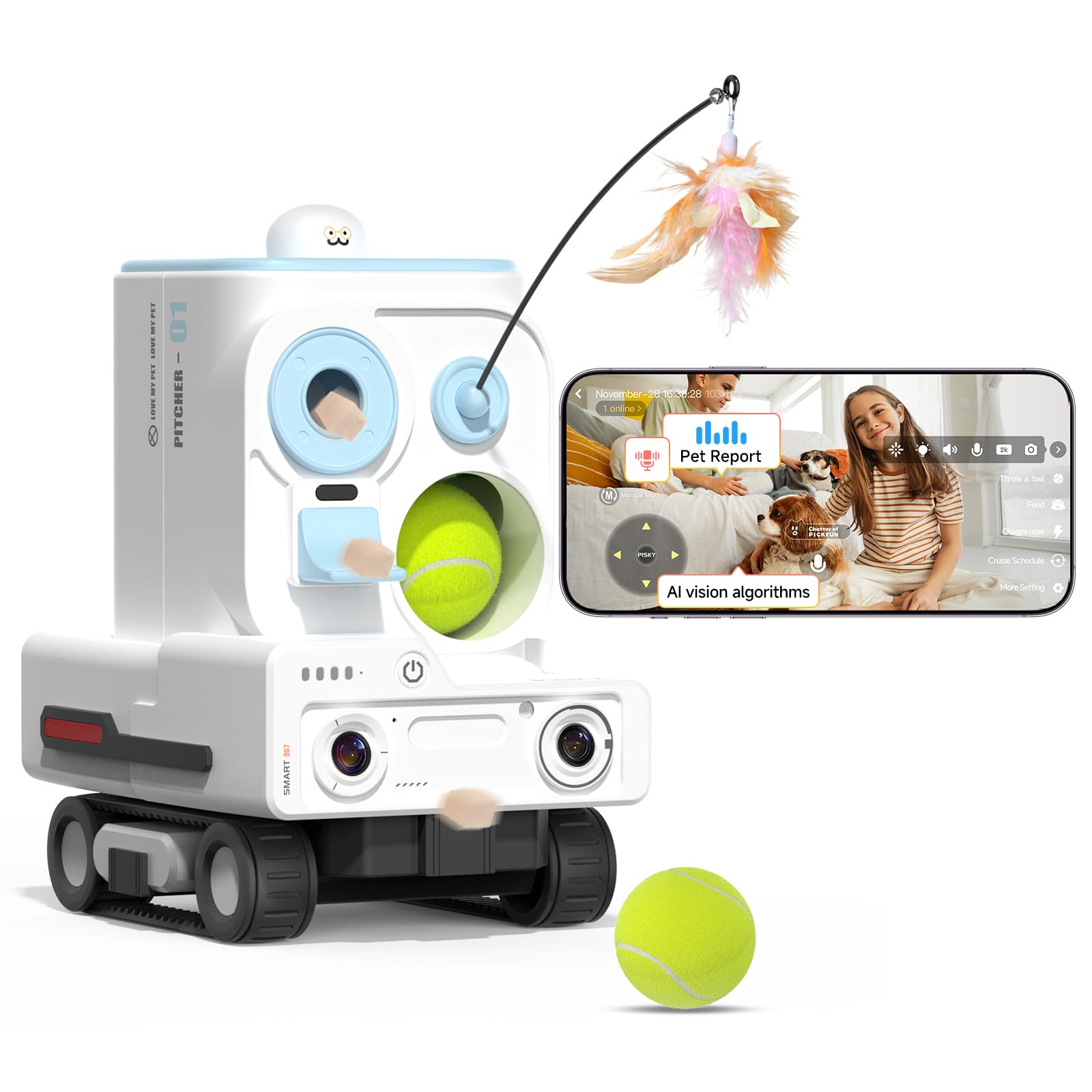 AI Pet Rover Camera with Auto Tracking & 2K Live View