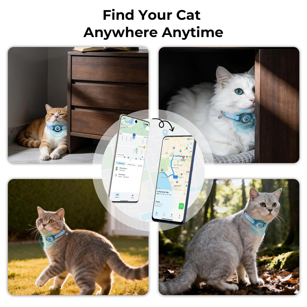 Cat GPS Tracking Collar (iOS & Android), Bluetooth