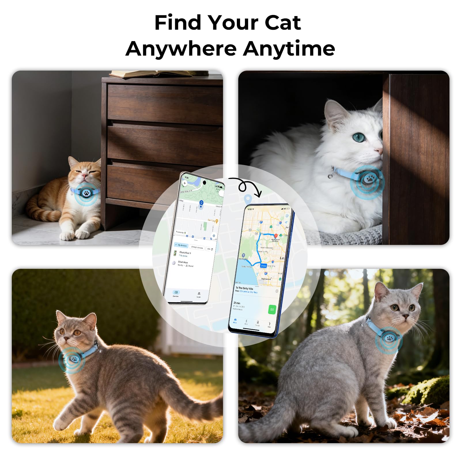 Cat GPS Tracking Collar (iOS & Android), Bluetooth