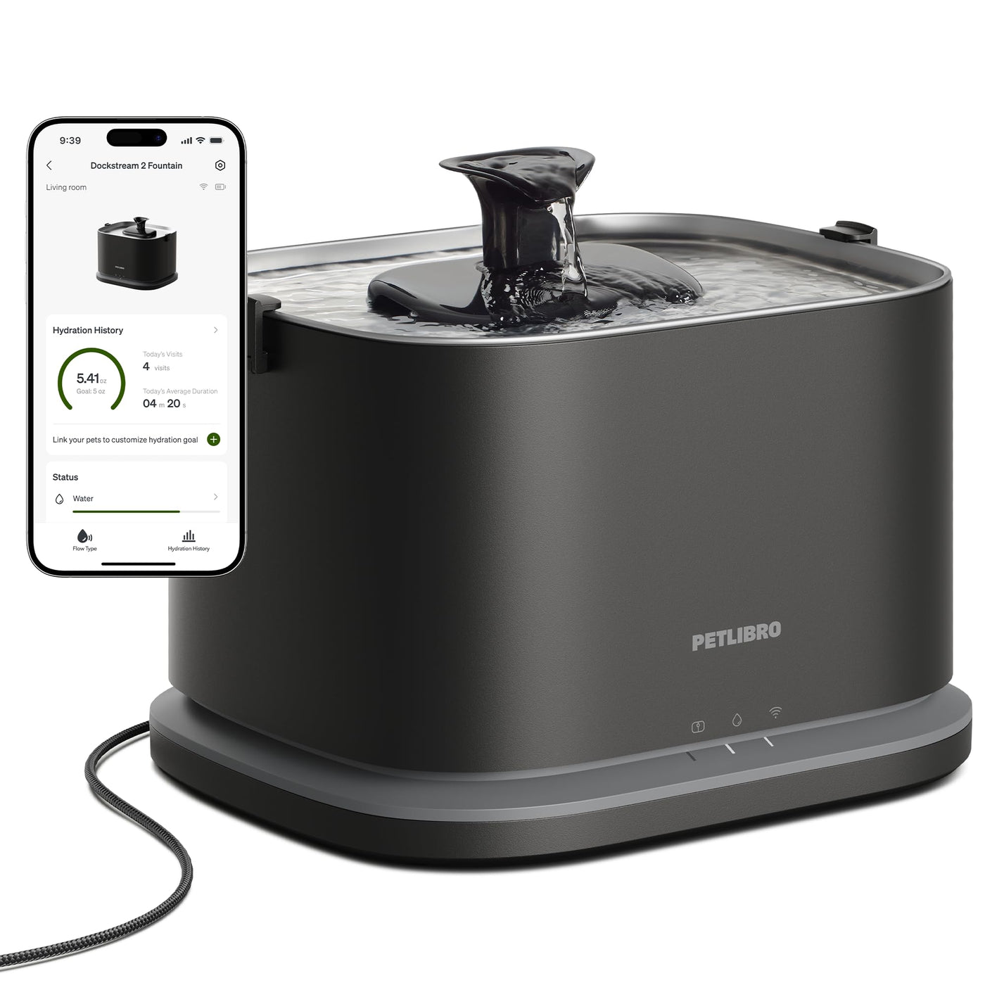 Smart 3L Stainless Steel Pet Water Fountain with App Monitoring