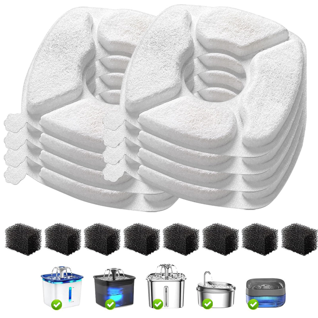 Pet Water Fountain Replacement Filters with Pre-Filter Sponges
