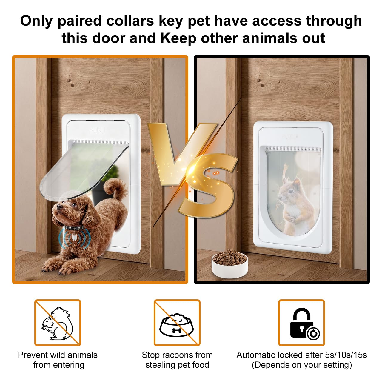 Smart Electronic Pet Door with Sensor Key & 3 Modes