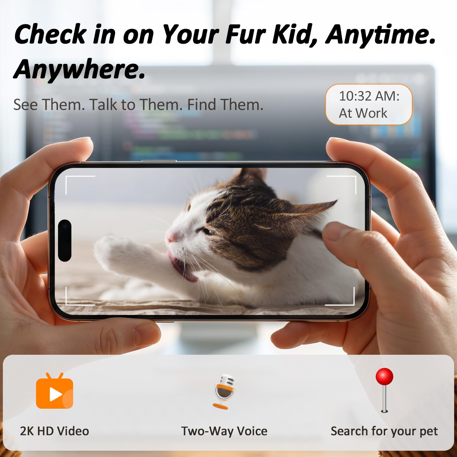 onlypet Pet Camera Robot, 2K Pet Camera Indoor with Phone App for Cat & Dog