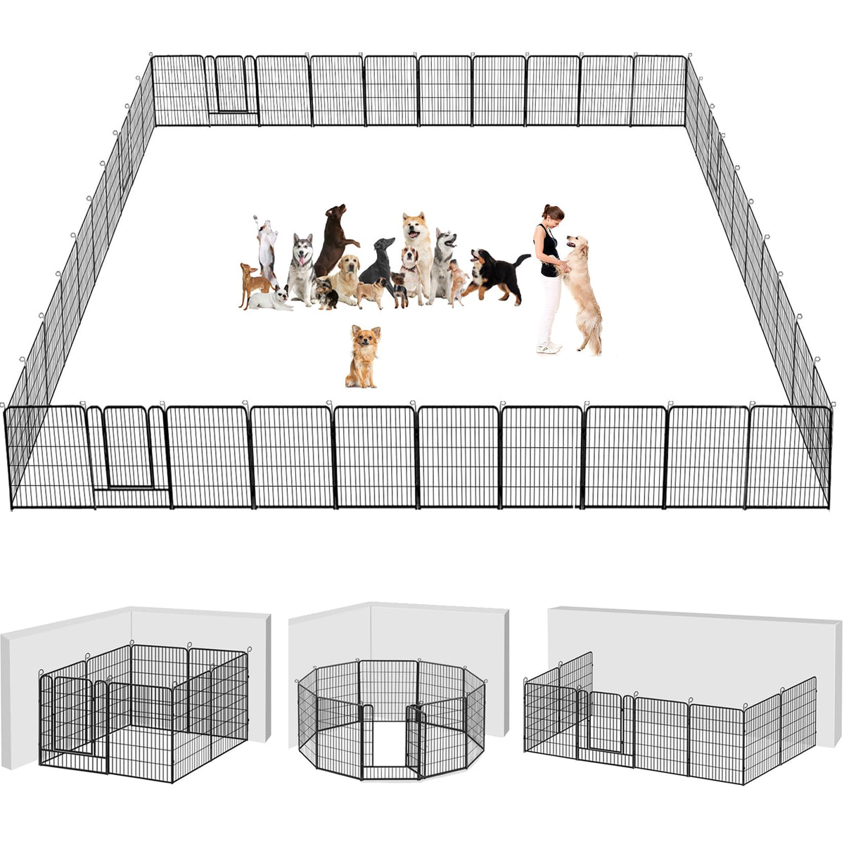 40" Portable Metal Dog Exercise Pen for Outdoor Use