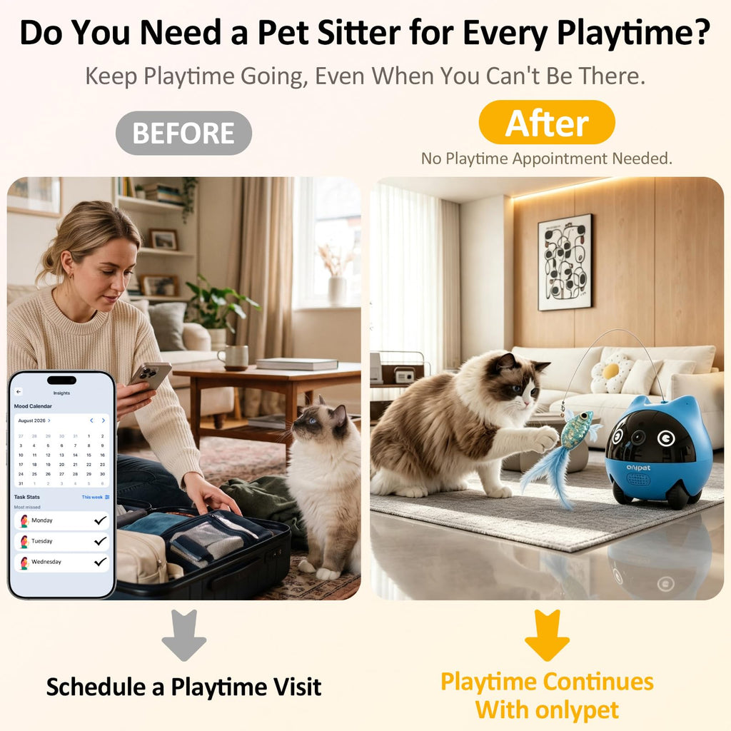 onlypet Pet Camera Robot, 2K Pet Camera Indoor with Phone App for Cat & Dog