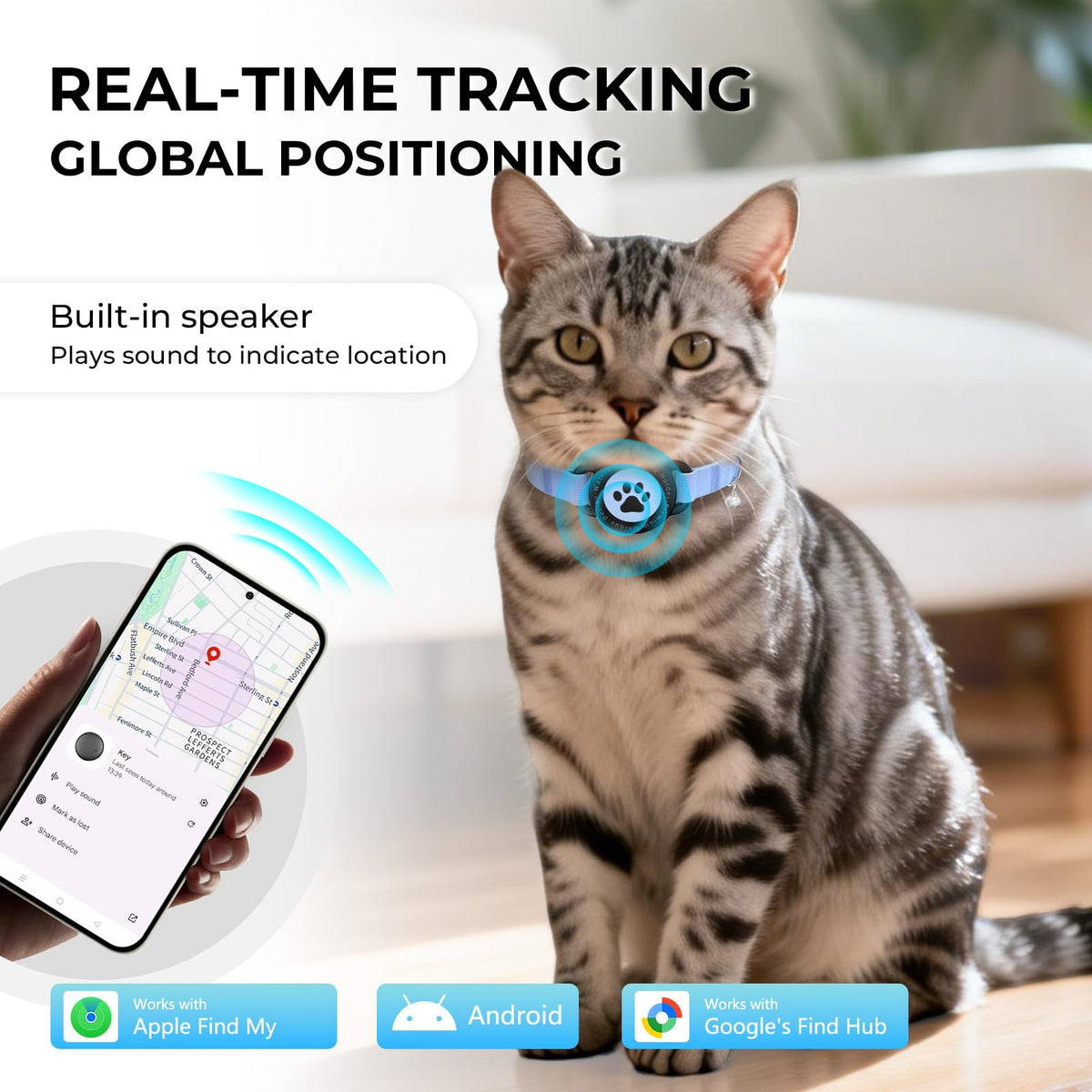 Cat GPS Tracking Collar (iOS & Android), Bluetooth