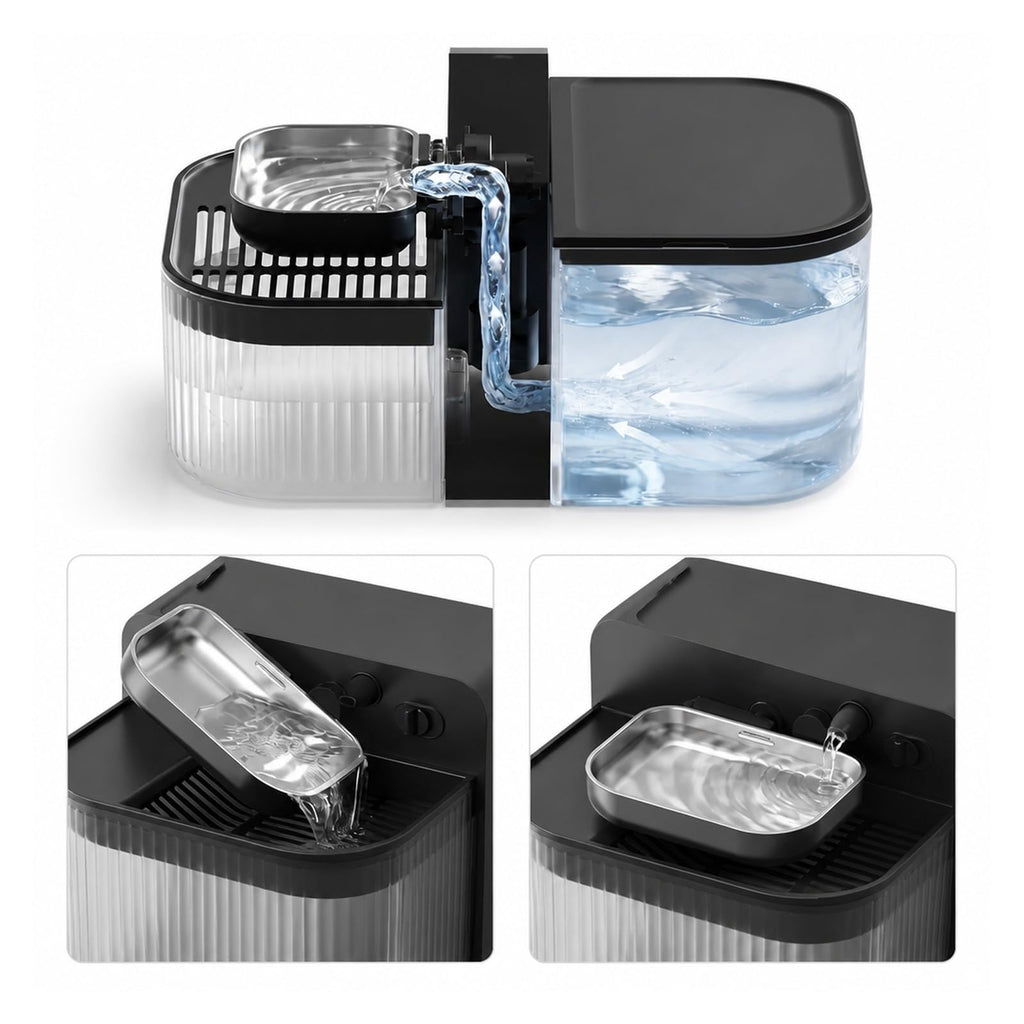 Cat Water Fountain, Wireless Filterless Cat Water Fountain 3.5L Black