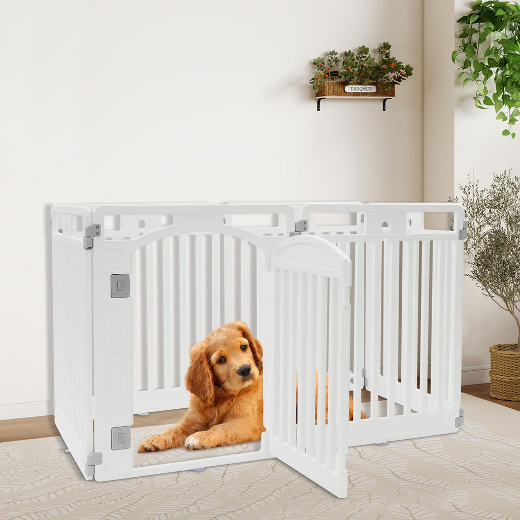 Freestanding Dog Gate with Walk-Through Door