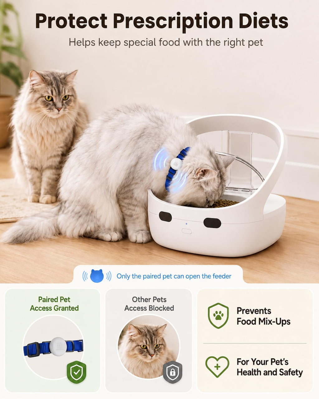 Vancpet RFID Cat Feeder with Raised Stand for Food Stealing Control
