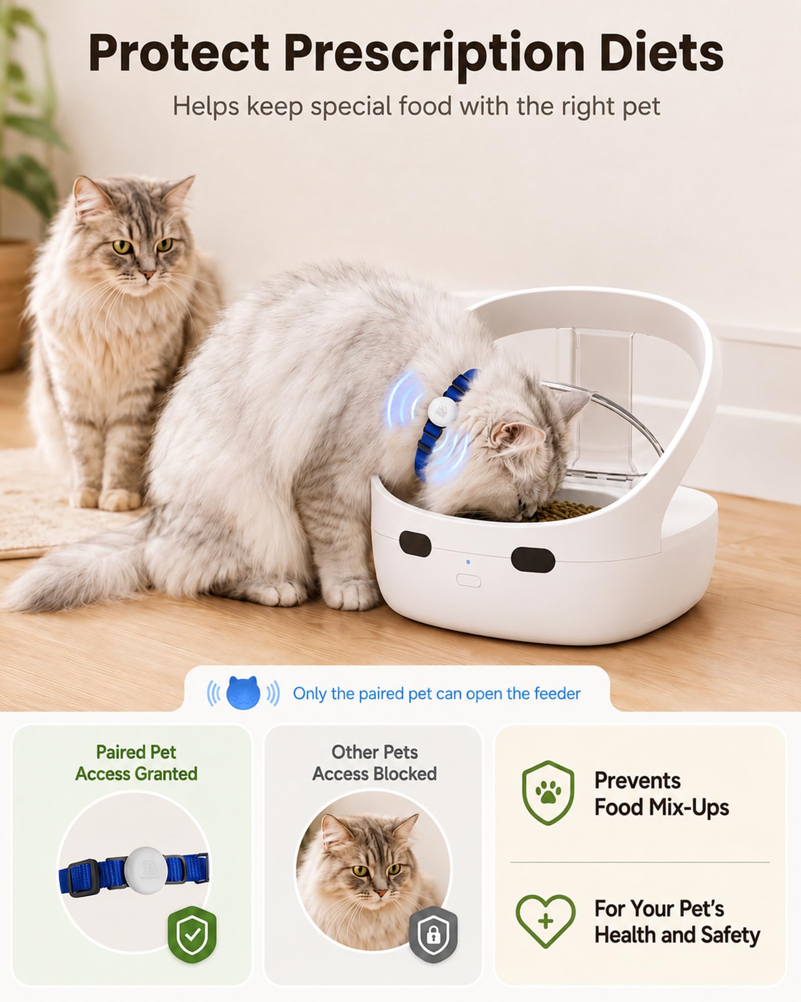 Vancpet RFID Cat Feeder with Raised Stand for Food Stealing Control