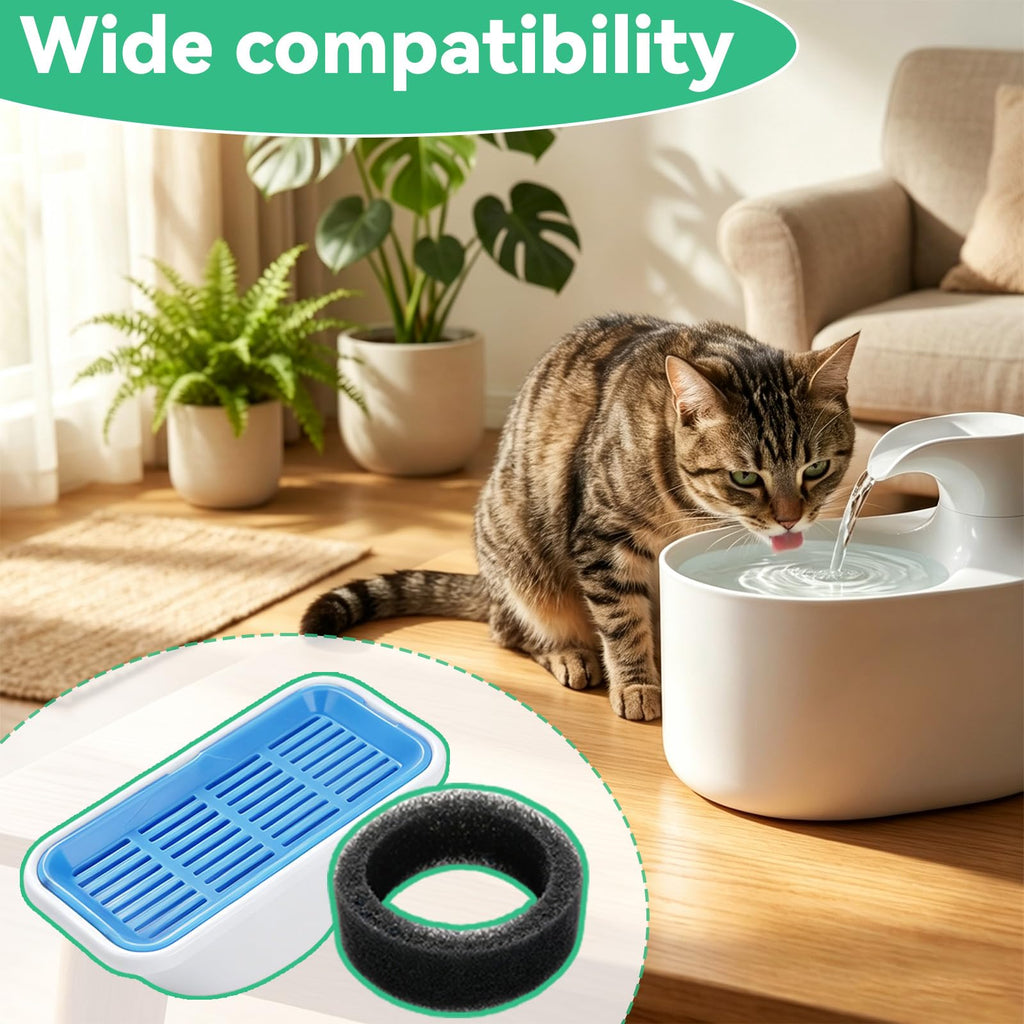 Pet Water Fountain Replacement Filters for 2.5L & 3.2L Fountains