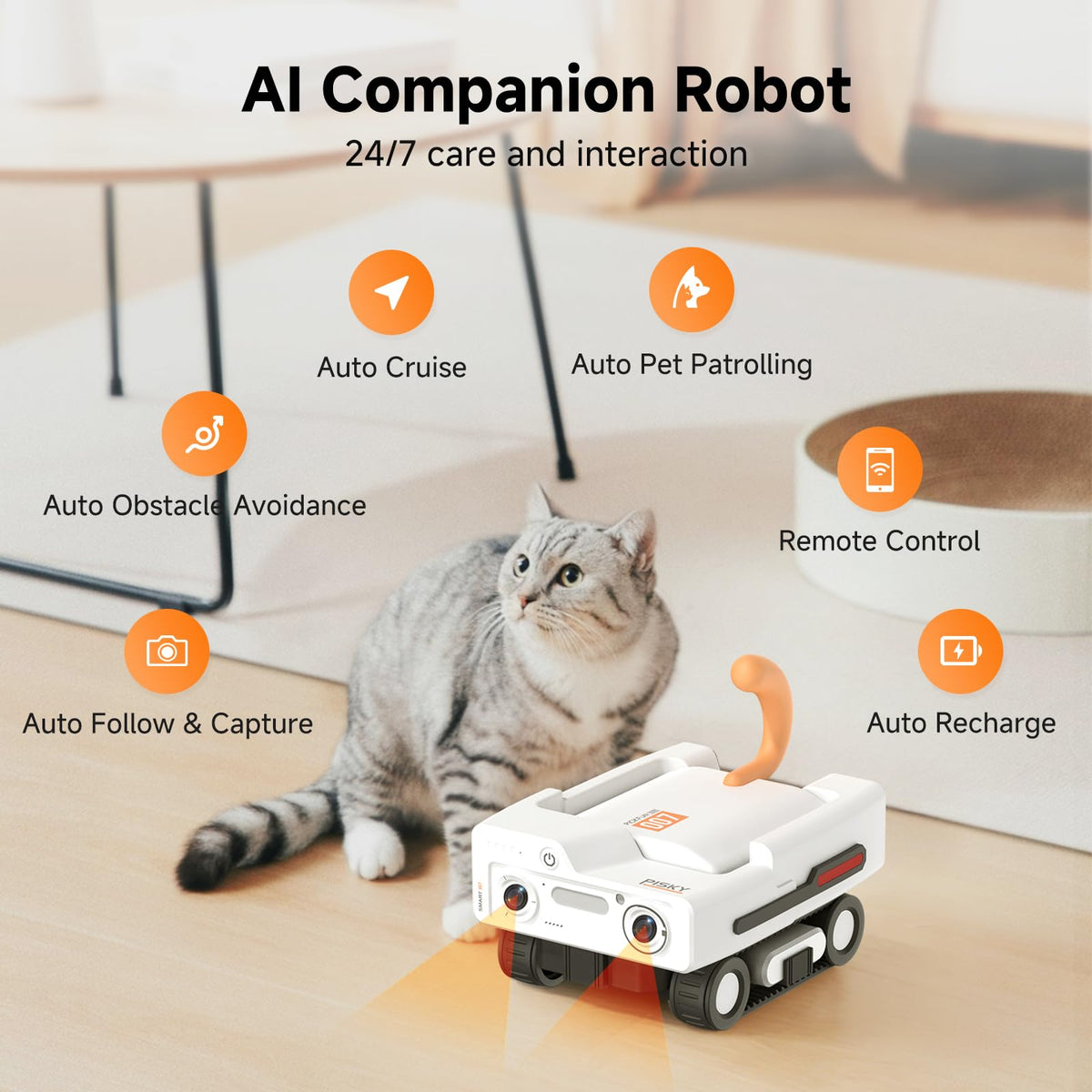 AI Pet Robot Companion with Camera & Treat Dispenser