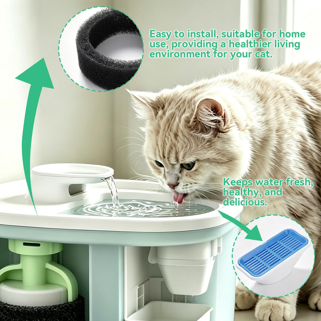 Pet Water Fountain Replacement Filters for 2.5L & 3.2L Fountains