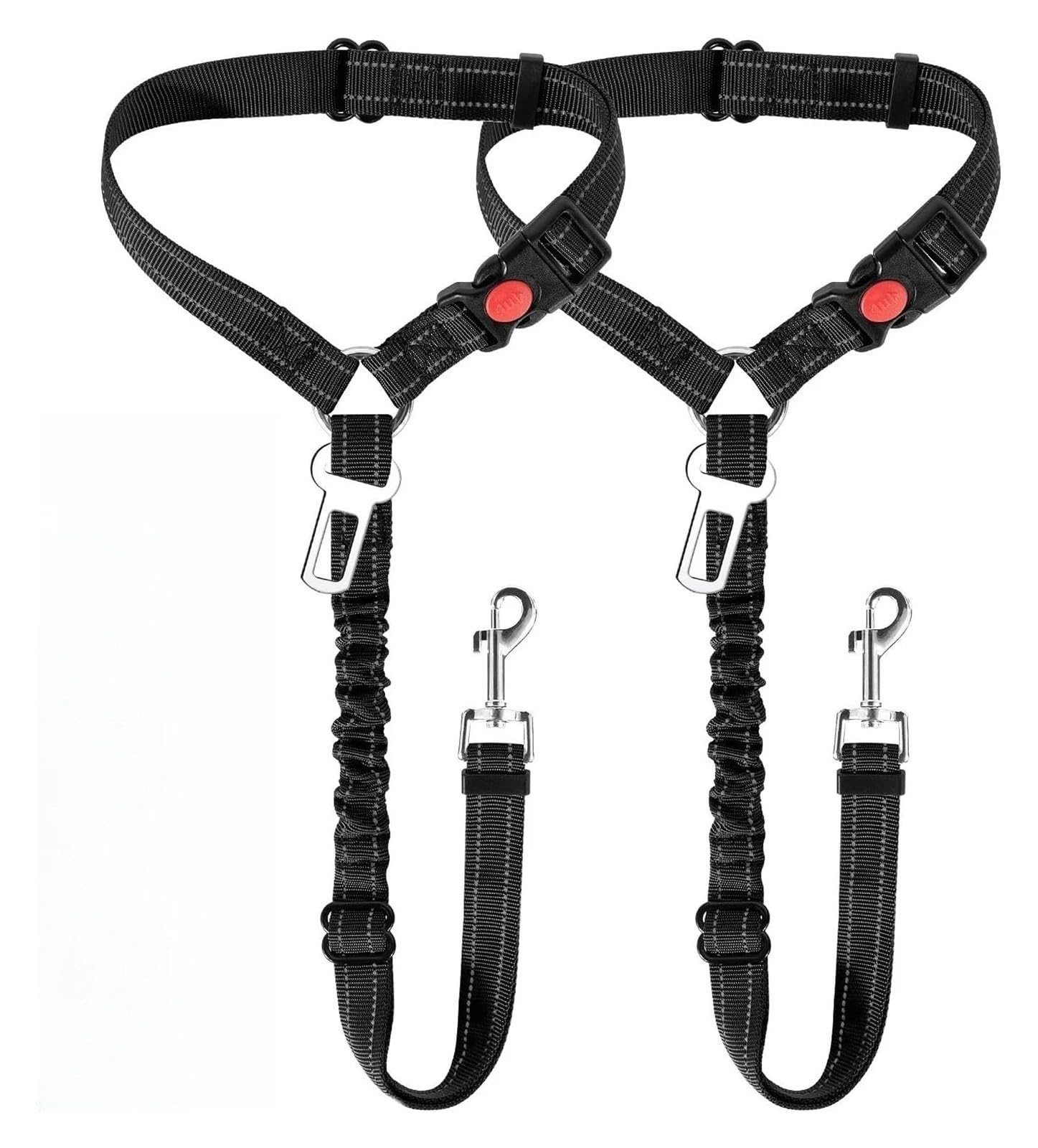 Adjustable Reflective Dog Car Seat Belt with Bungee